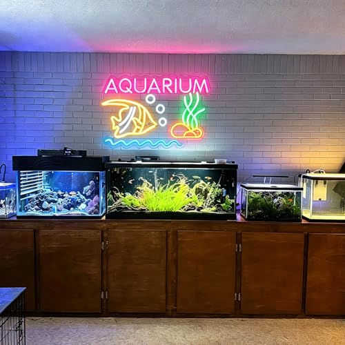 Fish Neon Sign Aquarium LED Light Sign for Wall Decor, Dimmable Tropical Fish Neon light for Bedroom Kids Room fishtank Beach Party Restaurant Ocean Museum Decoration,16.5 * 10.6inch