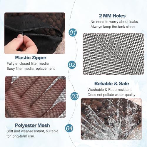 Aquarium Filter Media Bags, Fish Tank Fine Mesh Bag with Zipper Reusable Versatile 12 x 8 Inch, (Black, 10Pcs), Intended for Fish Tank/Aquarium/Pond/Activated Carbon/Ceramic Rings - color: white, size: 12 x 8 in