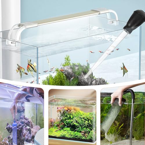 Beaupretty Manual Aquarium Fish Tank Gravel Siphon Pump Water Changing Tool Black Mini Household Water Cleaner for Fish Tank Maintenance