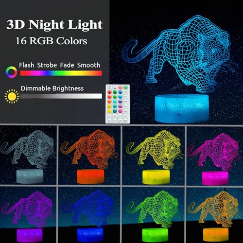 Panther Night Light, 3D Illusion Lamp, 16 Colors Changing, Timer, 4 Flash Modes, Dimmable, Kids Room Decoration, Xmas Panther Gifts - color: Panther