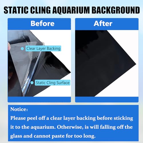 Aquarium Background Static Cling Black Fish Tank Background Wallpaper Fish Tank Backdrop Vinyl Aquarium Poster Background 39 x 18 in - size: 39.4" x 17.7" In