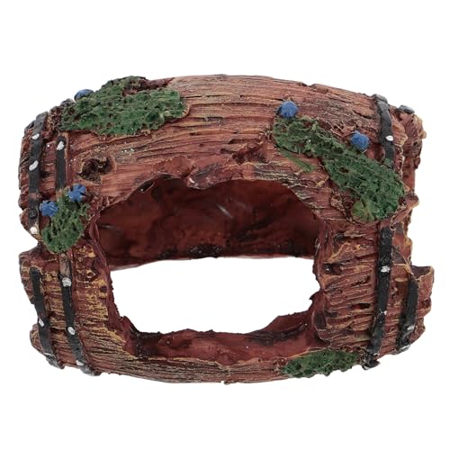 Fish Tank Hiding Cave Aquarium Landscape Decoration Resin Barrel Ornament Large Red Fish Shrimp Shelter for Aquatic Tank Accessories