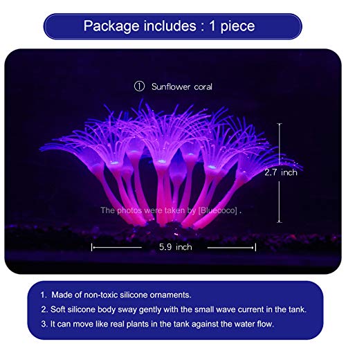 Artificial Flowers Soft Silica Gel Moves Naturally with Water Flow, Aquarium Decorations Glow in The Dark, Glowing Coral Ornaments for Fish Tank Decorations (Pink, Sunflower) - color: Pink