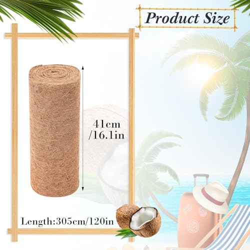 Jetec Coconut Liners for Planters, 16 x 360 Inch Natural Coco Planter Roll Liner for Hanging Basket, Reptile Carpet, Fiber Mat, Garden Decoration, Animal Pet Reptile Pad - size: 16 x 120 Inch