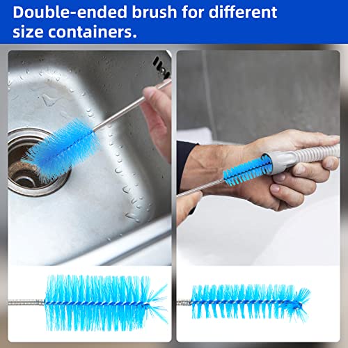 Annhua 39" Pipe Brushes Tube Cleaning Brush Flexible, Feeding Tube Brush Hose Cleaner Brush Long Metal Pipe Cleaner Brush for Drain Hole Dredging - Double-Headed Spring Brush - Blue