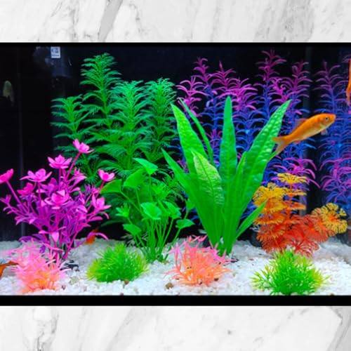 Fish Tank Decorations Artificial Plastic Plants Aquarium Decor Fish Tank Accessories Multi-Colored - color: Colorful