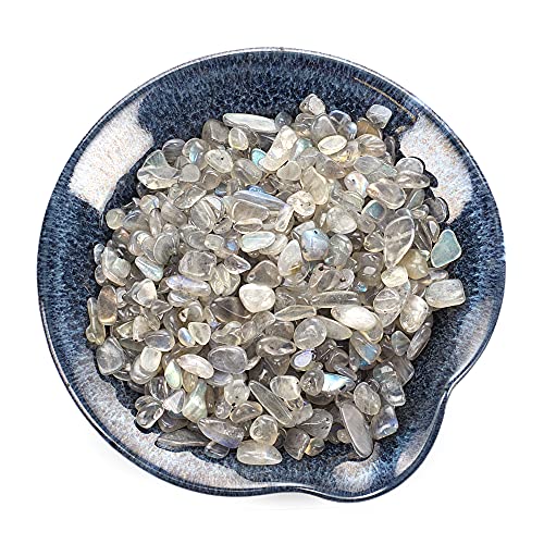 Cherry Tree Collection 1/2 Pound Polished Tumbled Gemstone Chips, Pebbles, Crystal Chips Bulk for Jewelry Making, Healing, Plants, Succulents, Aquariums, Decoration, Chakra (Labradorite) - color: Labradorite