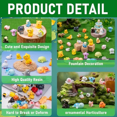 42pcs Mini Resin Animal 42 Styles Figures Bulk Tiny Resin Animals Little Miniature Small Animal for Micro Fairy Garden Landscape Accessories Dollhouse Hide Crafts Decor Aquarium - style: 42p-animals-1