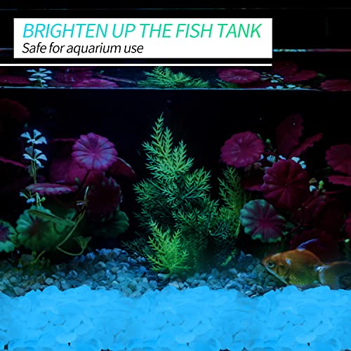 900pcs Glow in The Dark Rocks Outdoor Decorations Stones Small Luminous Pebbles Indoor/Outdoor Decor for Garden Fish Tank Aquarium Planter Walkway - Lake Blue - color: Lake Blue