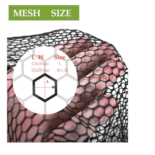 Rubber Coated Replacement Fishing Net Hook Resist for Landing Net, 24" to 36" Deep Net for Larger Catches - size: M:25"Dia.-32"Depth-81"Circumference