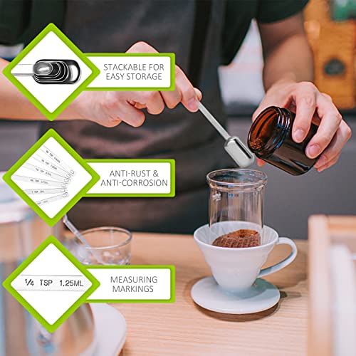 1PCS 1/4tsp (1.25ml) Single Measuring Spoon, Stainless Steel Long Handle Individual Teaspoons Only - size: 1/4tsp|1.25ml