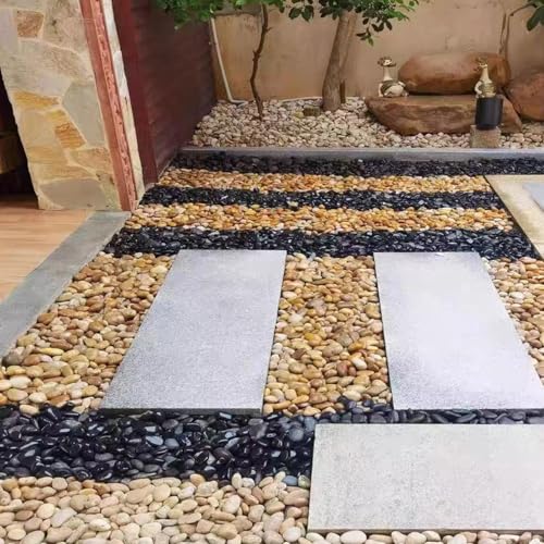 FANTIAN 20 lbs Yellow River Rocks for Landscaping, 1-2 Inch Polished Pebbles for Indoor Plants, Decorative Rocks Stones for Plants, Vases, Aquariums, Fountains, Pathways, Backyard and Garden - color: Yellow, size: 20 lbs, 1-2 Inch