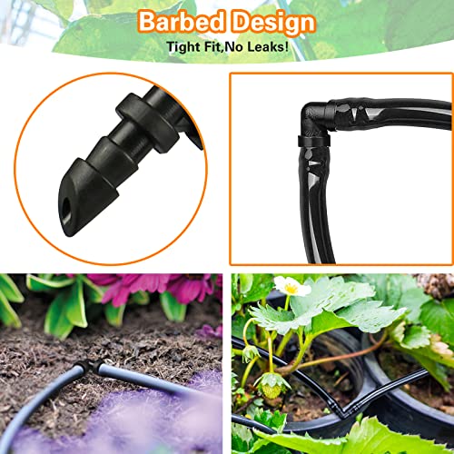 300 Pcs Barbed Connectors Irrigation Fittings Kit, Drip Irrigation Fittings 1/4” Tubing Connectors for Drip or Sprinkler Systems-Couplings, Single Barbs, End Plugs, Elbows, Tees, 4-Way Coupler - size: 300P-Irrigation Fittings Set