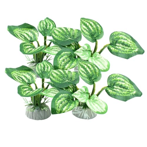 Soft Aquarium Plants Betta Fish Tank Decorations Betta Leaf Pad 2 Inch, Silk Plastic Artificial Plants for Aquarium Reptile Tank Decor (B-4Pcs Set/Green) - color: B-4pcs Set/Green