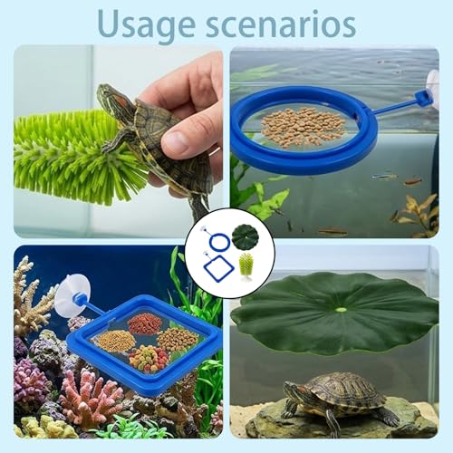 Turtle Brush, Turtle Tank Decor with Suction Cup, 5-Piece Aquarium Cleaning Kit for Turtle Habitat Maintenance, Turtle Tank Decorations with Durable TPR and PP Materials