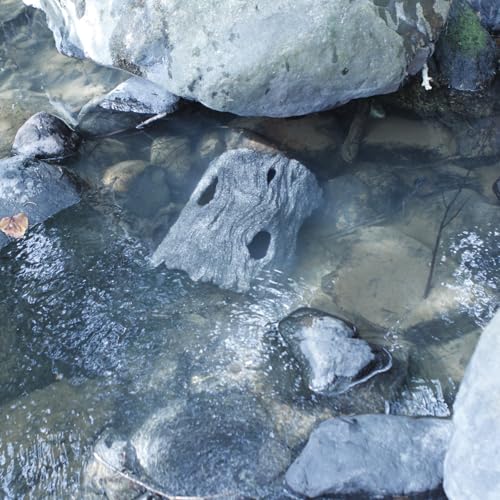 Fish Cave, Camouflage Hiding Shelter for Koi Pond, Realistic Underwater Sanctuary with Weighted Base to Protect Fish from Herons - color: Gray