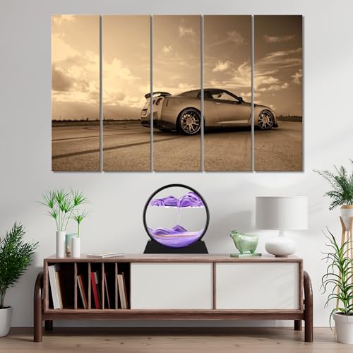 Moving Sand Art Picture - Round Glass 3D Deep Sea Sandscape - 3D Quicksand Painting Decor - Relaxing Home Decoration Desk Figurine for Office, Home, Desk, Mantle, Bookshelf - (Puple, 7 in) - color: Purple, size: 7in