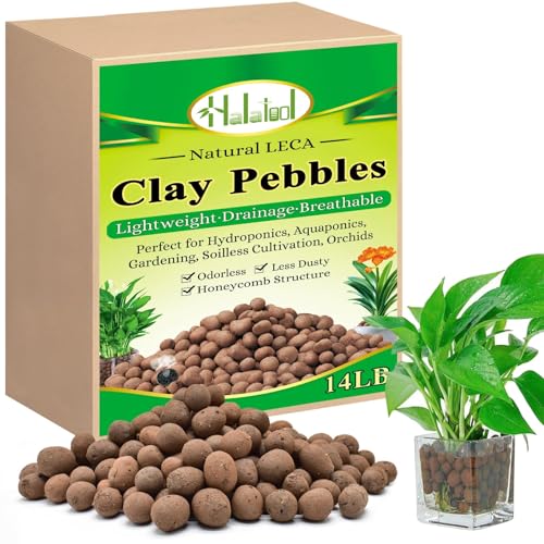 Halatool 14LB Organic Leca Clay Pebbles for Plants Lightweight Leca Balls Hydroton Clay Pebbles for Indoor Potted Plants Hydroponics Orchids Drainage Decoration Aquaponics - color: 14LB