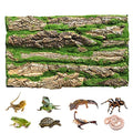 PINVNBY Reptile Cork Terrarium Background,Bearded Dragon Tank Natural Bark Backdrop Wall Habitat Decor with Artificial Moss,15.75"×11.8" Reptile Carpet for Gecko Lizard Tortoise Frog Chameleon(1 Pack) - size: 【1 PCS】
