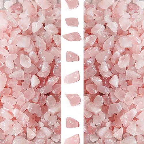 gemshan 2lb Rose Quartz Chips Natural Crushed Crystal Chip Bulk 7mm-9mm Irregular Healing Crystal Stone for Aquarium Vase Plant Decoration Craft DIY (Rose Quartz) - color: Rose Quartz