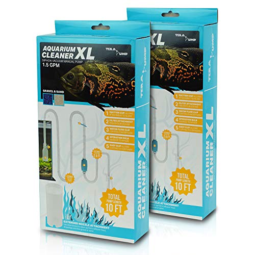 TERA PUMP 2 Pack Extra Long 10 FT Fish Tank Gravel Cleaner Siphon - Manual Water Pump for Aquariums 10 Gallons - BPA-Free Water Change Siphon Hose - size: Large
