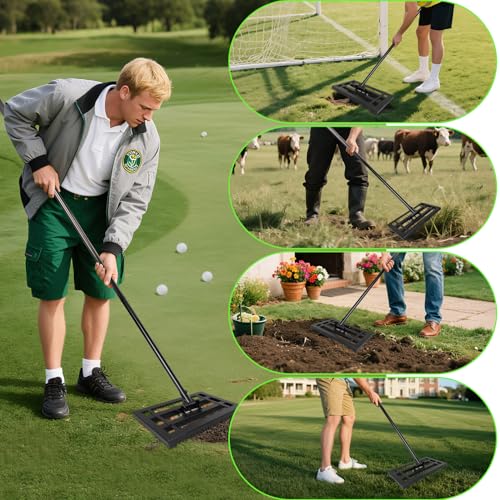 17"x 10" Lawn Leveling Rake for Soil, Sectional Adjustable Handle Yard Rakes for Lawns Heavy Duty, Landscape Rake Suitable for Landscaping Golf Course, Sand, Gardens, Farm and Ranch