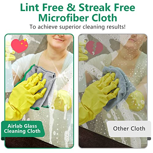 Airlab Glass Polishing Cloth Streak Free Miracle Cleaning Cloth Lint Free Microfiber Cleaning Rags for Glasses Kitchen Dish Mirrors Easy Clean, Pack of 6, 12" x 12" - color: Sliver, Pack of 6