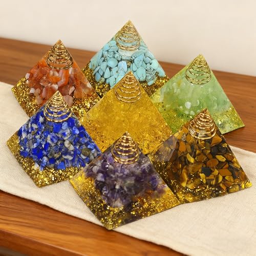 1.57inches Mini Natural Crystal Pyramid Energy Generator Quartz Amethyst Chakra Crystal Pyramid Meditation Tool Home Decoration Ornaments Gifts (Colour Mixture 1.57 inch 7pcs) - color: Colour Mixture 1.57 Inch 7pcs
