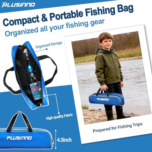 PLUSINNO Kids Fishing Pole with Spincast Reel Telescopic Fishing Rod Combo Full Kits for Boys, Girls, and Adults - color: Blue, size: 5FT / 1.5M