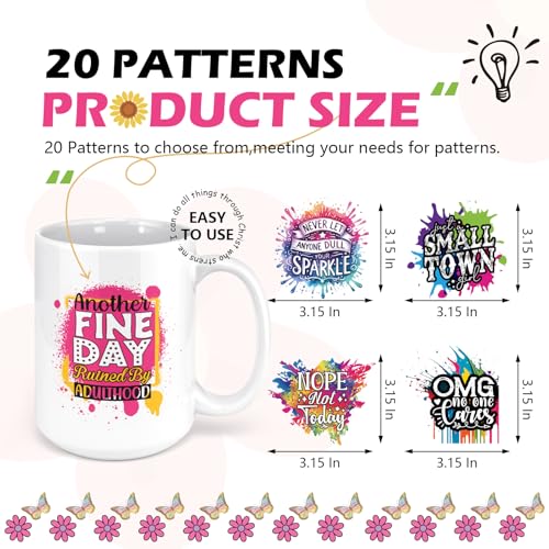 Funny UV DTF Stickers - 20 Sheets Colorful Graffiti UV DTF Tumbler Wraps for 16 20 oz Glass, Busy Doing Nothing Fun Quotes Transfer Sticker DIY Water Bottle Mug Journal Bumper Craft Decorations - style: Funny