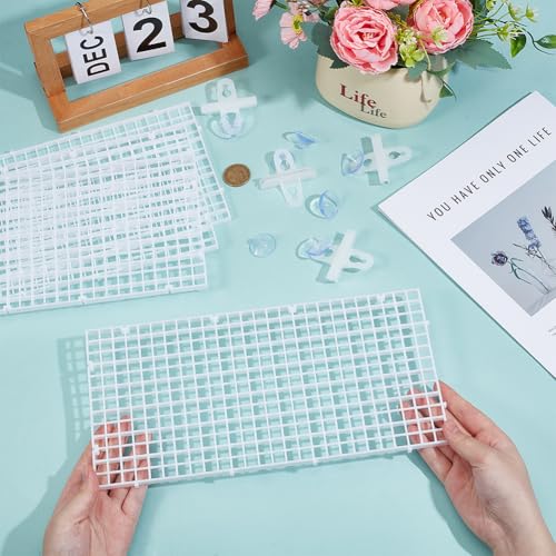 BENECREAT 12 Pcs Plastic Fish Tank Divider with 24 Suction Cups, 11.7x5.9 Inch Aquarium Isolation Grid Board for Separating Different Fish, White - color: White