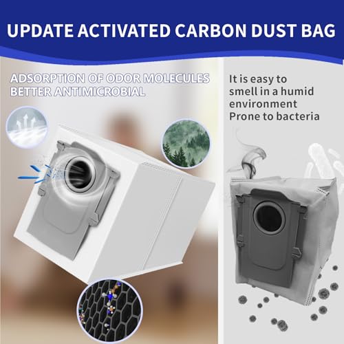 25 Pcs Saros 10R Accessories Kit Compatible with Roborock Saros 10R / Saros 20 / Qrevo CurvX Robot Vacuum,6 Activated Carbon Dust Bags,1 Set Main Brush, 4 HEPA Filters, 6 Mop Pads, 6 Side Brushes - size: for Saros 10R