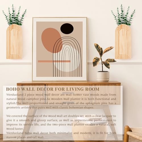2 Pcs Wooden Wall Vase Set for Decor with 10pcs Artificial Eucalyptus Plants-Boho Hanging Planter Modern Farmhouse Wall Decor for Bathroom Living Room Dining Room Bedroom Kitchen - color: Boho