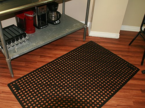 Rhino Mats, K-Series Comfort Tract Anti-Fatigue Drain-Thru, 3' x 5' x 1/2", Black, Restaurant Kitchen Drainage Non-Slip Grease-Resistance Floor Mat - size: 36"L x 36"W x 0.5"Th