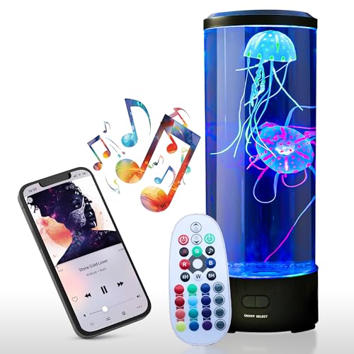 Brewish Jellyfish Lamp with 20W Bluetooth Speaker, 16 Color Changing Mood Lamp, 4 Modes Aquarium Night Light for Kids, Gift for Adults, Kids, Sensory Lights for Autistic Children