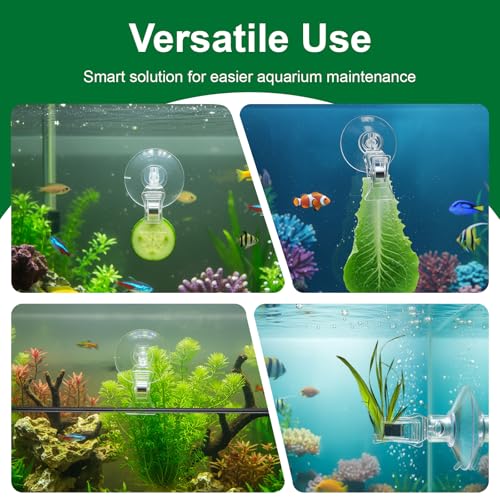 LLOUSSAK 8Pcs Transparent Aquarium Suction Cups with Clips, Plastic Fish Feeding Tool, Plant Holder for Fish Tank, Underwater Fishes Feeder Accessories, Fishes Tank Accessories