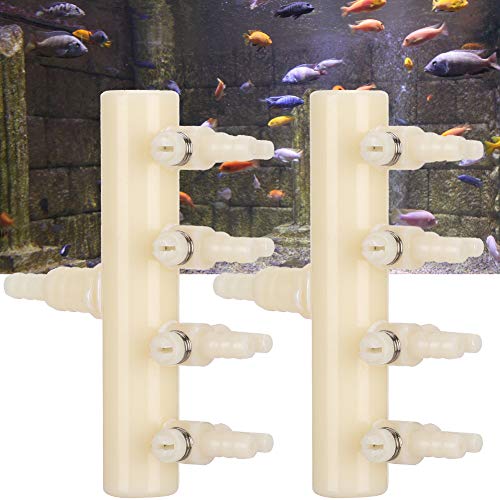 2PCS Aquarium Air Control Lever Valve, Splitter Pump Accessories Set Plastic Easy Aquarium Air Pump Special Splitter Valve with Diverter Adjustable(S 4 Heads) - color: 4 heads