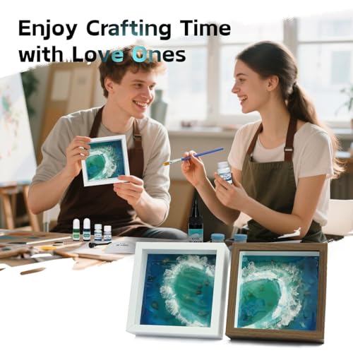 iLAND Crafts for Adults Zen Ocean Resin Art Kit, Creative Teen Crafts Resin Kit for Beginners, Crafting Hobbies for Women, DIY Sea Art Projects for Adults, Unique Beach Themed Gifts for Crafty Crafter - color: Premium Walhut