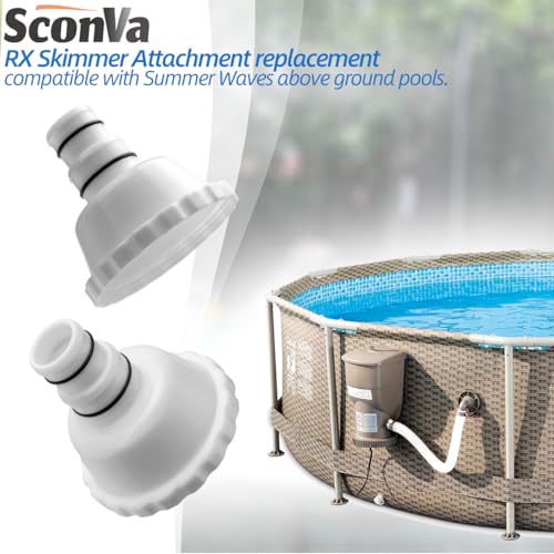 Vacuum Adapter RP/RX Skimmer Attachment Replacement for Summer Waves Above Ground Pools Parts, Skimmer Vacuum Adapter for 1.5" & 1.25" Hose Connection (Pack of 2)