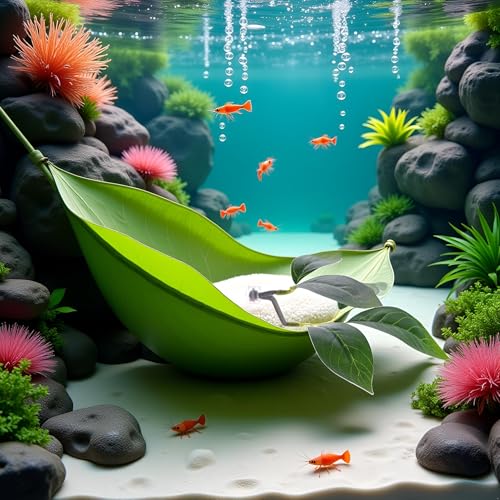Green Betta Fish Leaf Pad,Plastic Plant Betta Hammock Leaf Bed,Simulating The Natural Habitat for Betta Spawning Grounds,Suction Cup Betta Breeding Resting Bed Aquarium Décor Plastic Plants