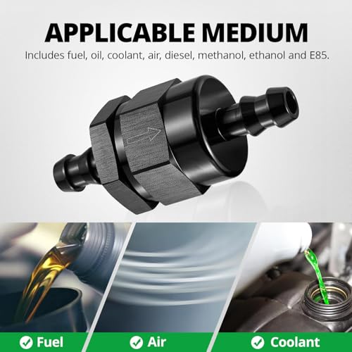 EVIL ENERGY 3/8" Check Valve, One Way Non-Return Valve Fitting Aluminum Black - size: 3/8