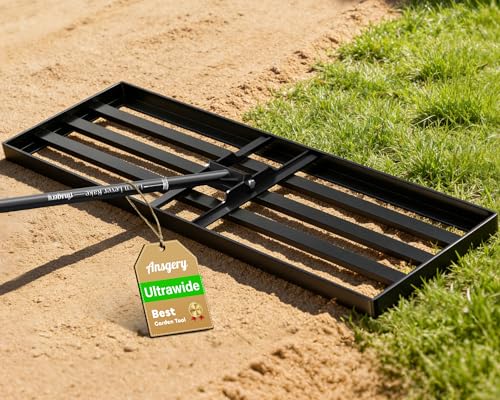 Lawn Leveling Rake 36X12 inch,Lawn Leveler with 78" Long Handle,Heavy Duty Ground Leveler for Yard,Sand,Dirt,Golf and Farm,Effort Saving Lawn Leveling Tool,Landscape Leveling Rake - size: 36x12in