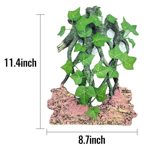 BNOSDM Reptile Climbing Branch,Crested Gecko Climb Corner Branch with Suction Cup,Bearded Dragon Resin Tree Branches,Reptile Tank Rainforest Background Decor for Lizard Chameleons Hermit Crabs Spiders