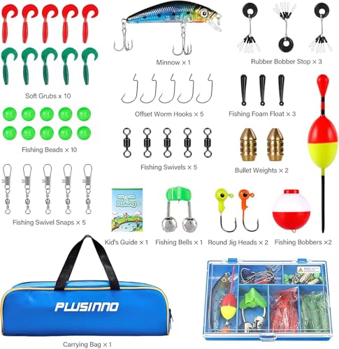 PLUSINNO Kids Fishing Pole with Spincast Reel Telescopic Fishing Rod Combo Full Kits for Boys, Girls, and Adults - color: Black, size: 4FT / 1.2M