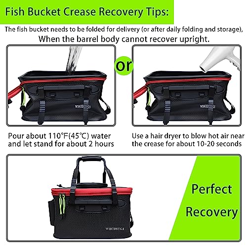Fishing Bucket, Multifunctional Foldable Portable Fishing Bucket, EVA Fish Bucket are Suitable for Storing Live Fish and Fresh Fish Bait. (size3gallon) - color: Black, size: size3gallon