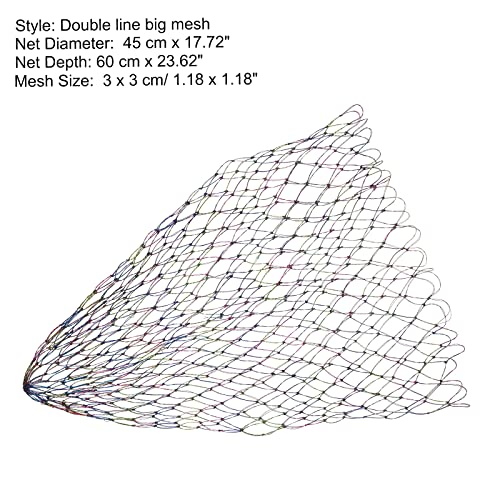 PATIKIL Fishing Net Replacement, 17.7" Dia. PE Replacement Mesh Landing Fish Nets for Freshwater Saltwater Fishing, Multicolor