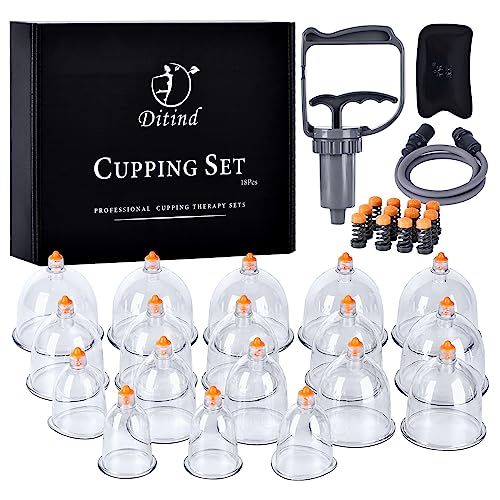 Cupping Therapy Set, 18 Pcs Cupping Set, Professional Cupping Kit for Massage Therapy, Portable Upgrade Cupping with Case, Pump Suction Cups for Cellulite Muscle Pain Relief Physical Therapy. - size: 18 CUPS