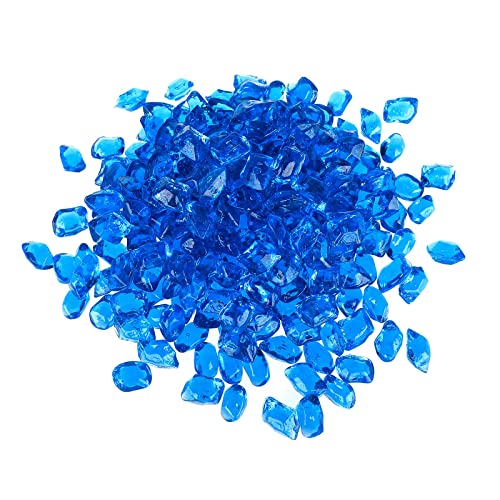 Onlyfire 1/2-Inch Polygon Fire Glass, 10 Pound Pack Glass Rock for Fireplace Fire Pit & Lanscaping, High Luster Cobalt Blue - color: Cobalt Blue, size: 1/2 inch