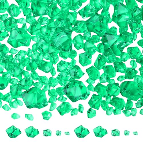700 Pcs Dark Green Fake Ice Rocks 5 Sizes Plastic Diamonds Crystals Gems Acrylic Vase Fillers for Wedding Centerpieces Fish Tank Table Scatter Photography Props DIY Home Craft - color: Dark Green