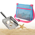 MUYIZI Sand Sifter Shovel with Mesh Beach Bag, Detachable Shell Scooper for Beach,Sand Scoop for Shell Collecting, Shark Teeth Sifter Dipper, Beach Toys for Kids & Adults(Bright Pink+Blue) - color: Bright Pink+blue